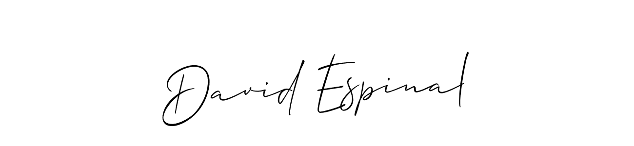 Use a signature maker to create a handwritten signature online. With this signature software, you can design (Allison_Script) your own signature for name David Espinal. David Espinal signature style 2 images and pictures png