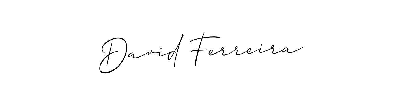 Use a signature maker to create a handwritten signature online. With this signature software, you can design (Allison_Script) your own signature for name David Ferreira. David Ferreira signature style 2 images and pictures png