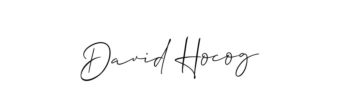 Design your own signature with our free online signature maker. With this signature software, you can create a handwritten (Allison_Script) signature for name David Hocog. David Hocog signature style 2 images and pictures png