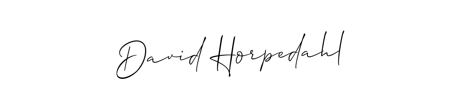 Use a signature maker to create a handwritten signature online. With this signature software, you can design (Allison_Script) your own signature for name David Horpedahl. David Horpedahl signature style 2 images and pictures png