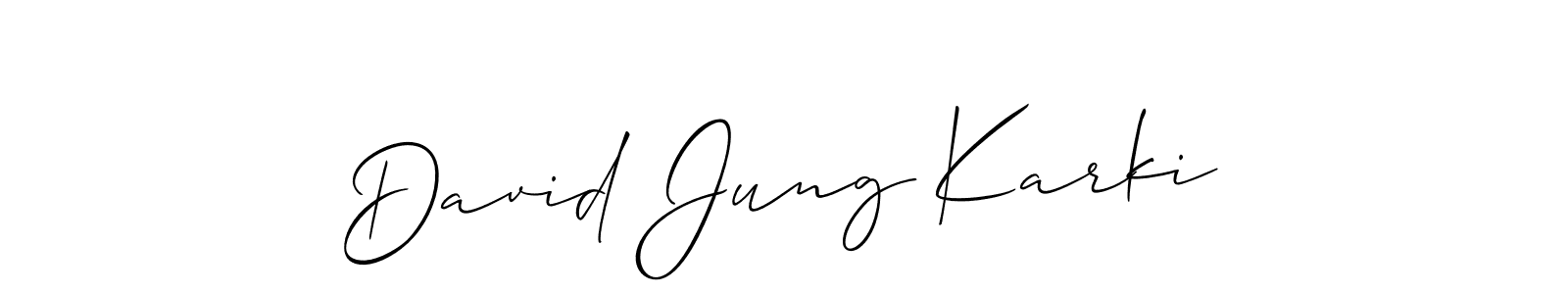 Also we have David Jung Karki name is the best signature style. Create professional handwritten signature collection using Allison_Script autograph style. David Jung Karki signature style 2 images and pictures png