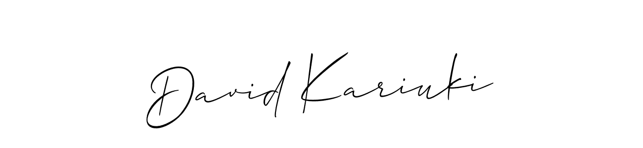 Design your own signature with our free online signature maker. With this signature software, you can create a handwritten (Allison_Script) signature for name David Kariuki. David Kariuki signature style 2 images and pictures png