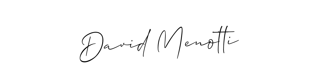 Design your own signature with our free online signature maker. With this signature software, you can create a handwritten (Allison_Script) signature for name David Menotti. David Menotti signature style 2 images and pictures png