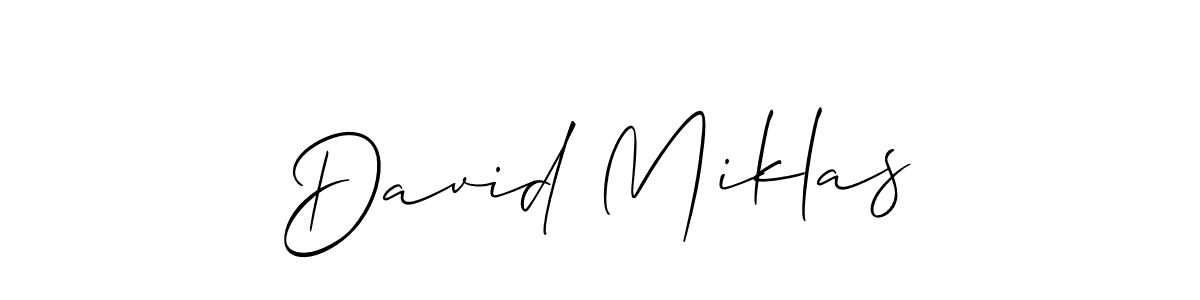 You should practise on your own different ways (Allison_Script) to write your name (David Miklas) in signature. don't let someone else do it for you. David Miklas signature style 2 images and pictures png