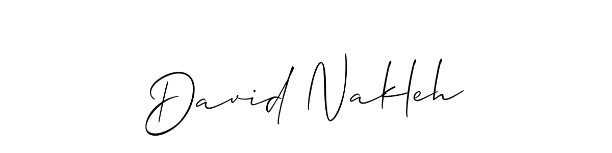 The best way (Allison_Script) to make a short signature is to pick only two or three words in your name. The name David Nakleh include a total of six letters. For converting this name. David Nakleh signature style 2 images and pictures png