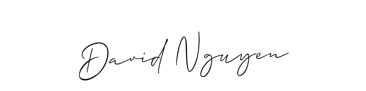 How to make David Nguyen name signature. Use Allison_Script style for creating short signs online. This is the latest handwritten sign. David Nguyen signature style 2 images and pictures png