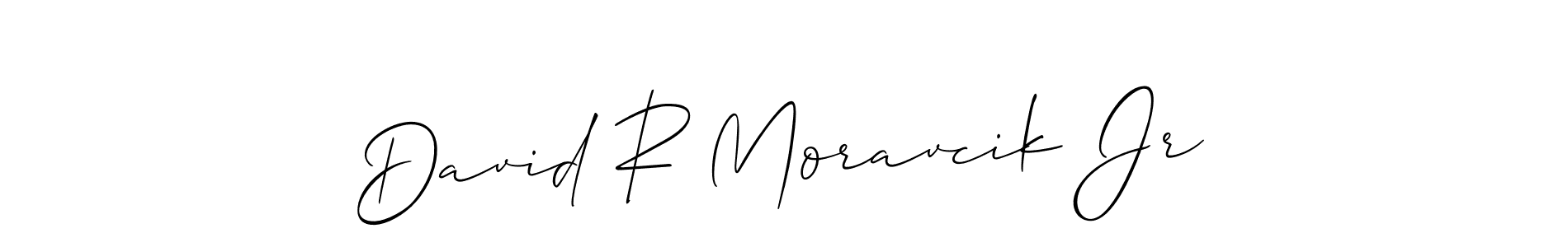 This is the best signature style for the David R Moravcik Jr name. Also you like these signature font (Allison_Script). Mix name signature. David R Moravcik Jr signature style 2 images and pictures png