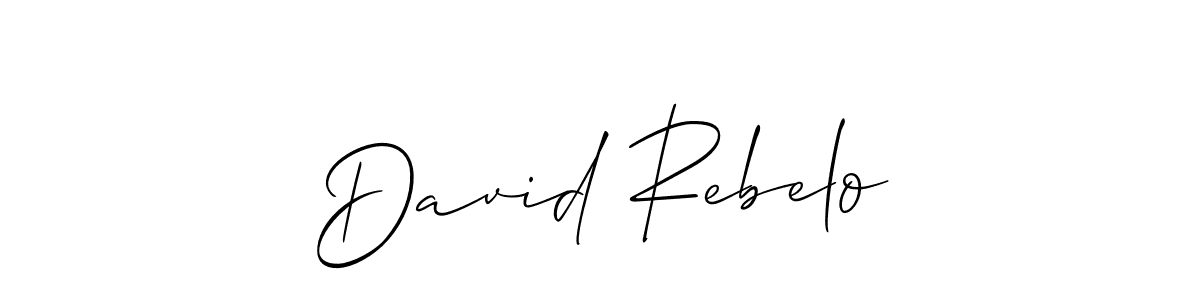 The best way (Allison_Script) to make a short signature is to pick only two or three words in your name. The name David Rebelo include a total of six letters. For converting this name. David Rebelo signature style 2 images and pictures png