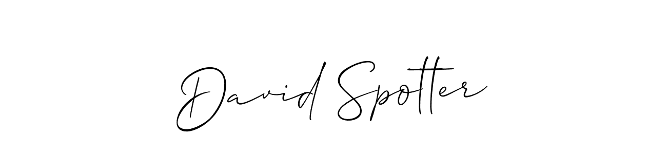 You should practise on your own different ways (Allison_Script) to write your name (David Spotter) in signature. don't let someone else do it for you. David Spotter signature style 2 images and pictures png