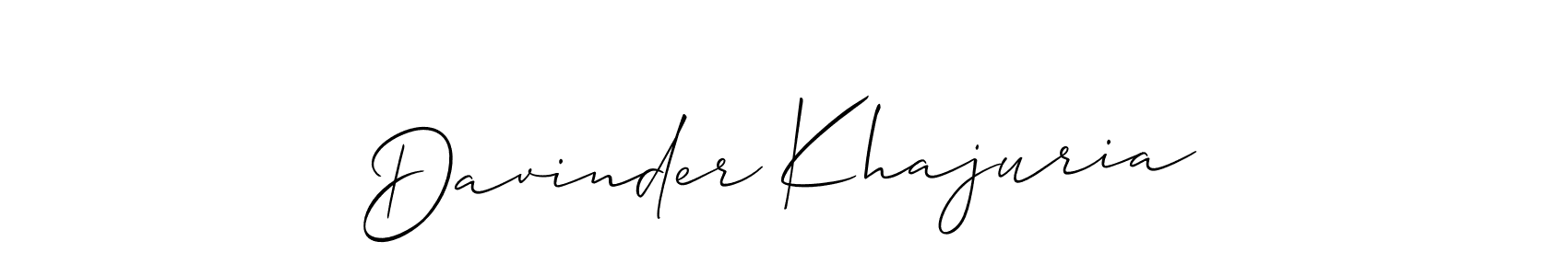 Allison_Script is a professional signature style that is perfect for those who want to add a touch of class to their signature. It is also a great choice for those who want to make their signature more unique. Get Davinder Khajuria name to fancy signature for free. Davinder Khajuria signature style 2 images and pictures png