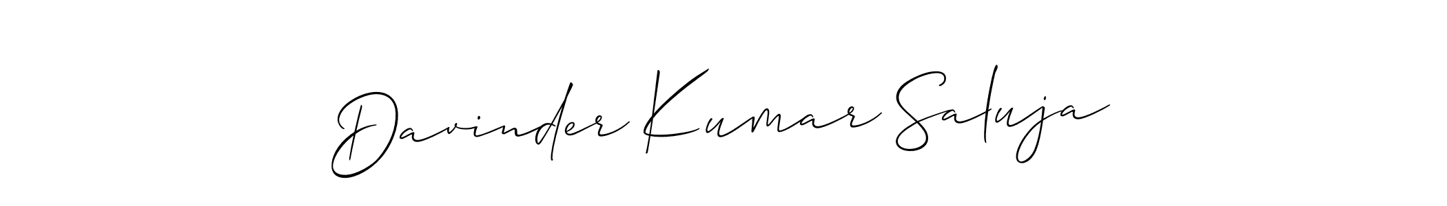 Create a beautiful signature design for name Davinder Kumar Saluja. With this signature (Allison_Script) fonts, you can make a handwritten signature for free. Davinder Kumar Saluja signature style 2 images and pictures png