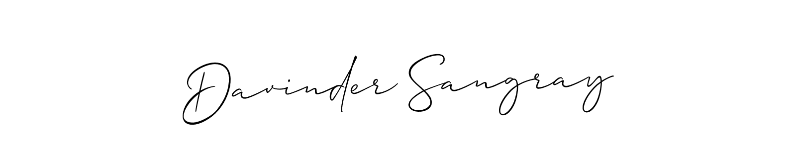 Also You can easily find your signature by using the search form. We will create Davinder Sangray name handwritten signature images for you free of cost using Allison_Script sign style. Davinder Sangray signature style 2 images and pictures png