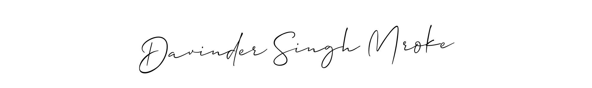 How to make Davinder Singh Mroke signature? Allison_Script is a professional autograph style. Create handwritten signature for Davinder Singh Mroke name. Davinder Singh Mroke signature style 2 images and pictures png