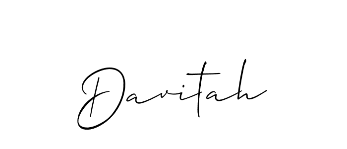 Use a signature maker to create a handwritten signature online. With this signature software, you can design (Allison_Script) your own signature for name Davitah. Davitah signature style 2 images and pictures png