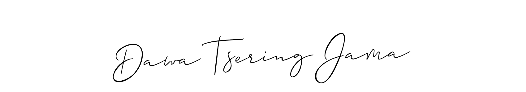 How to make Dawa Tsering Jama name signature. Use Allison_Script style for creating short signs online. This is the latest handwritten sign. Dawa Tsering Jama signature style 2 images and pictures png