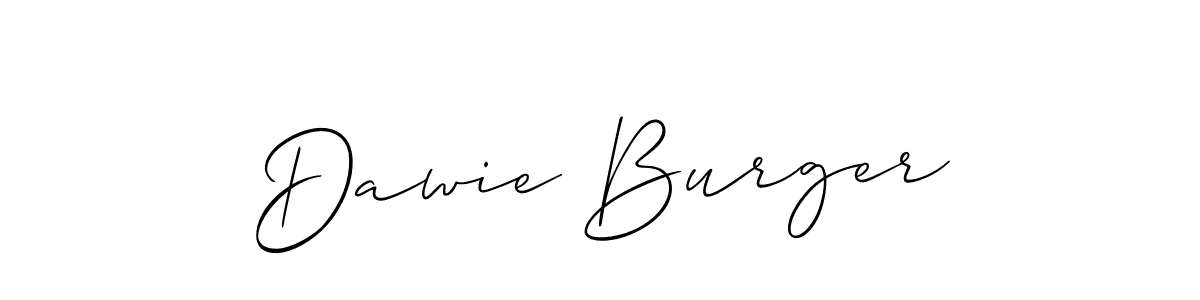 Use a signature maker to create a handwritten signature online. With this signature software, you can design (Allison_Script) your own signature for name Dawie Burger. Dawie Burger signature style 2 images and pictures png