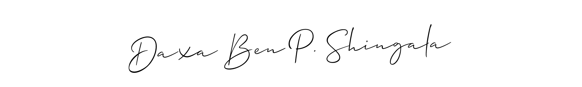 Allison_Script is a professional signature style that is perfect for those who want to add a touch of class to their signature. It is also a great choice for those who want to make their signature more unique. Get Daxa Ben P. Shingala name to fancy signature for free. Daxa Ben P. Shingala signature style 2 images and pictures png