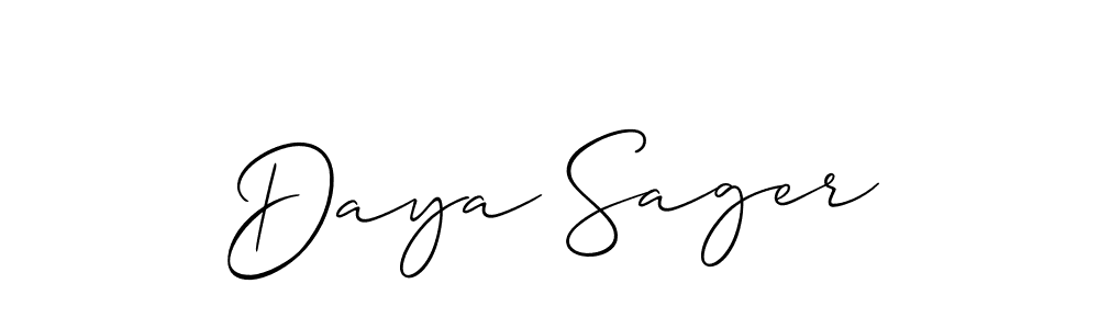 This is the best signature style for the Daya Sager name. Also you like these signature font (Allison_Script). Mix name signature. Daya Sager signature style 2 images and pictures png