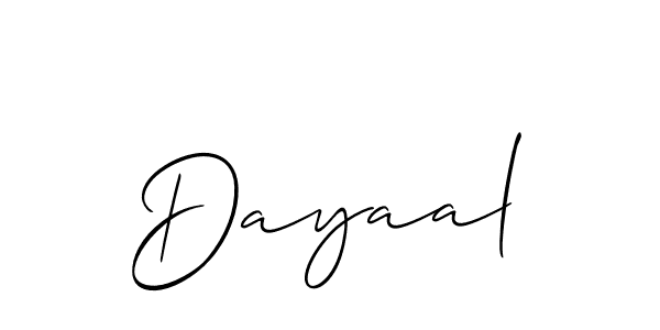 Create a beautiful signature design for name Dayaal. With this signature (Allison_Script) fonts, you can make a handwritten signature for free. Dayaal signature style 2 images and pictures png