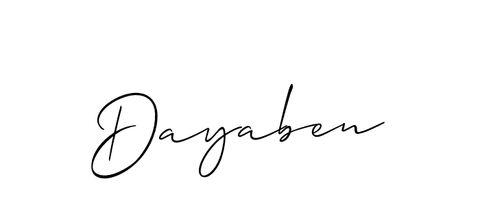 Create a beautiful signature design for name Dayaben. With this signature (Allison_Script) fonts, you can make a handwritten signature for free. Dayaben signature style 2 images and pictures png