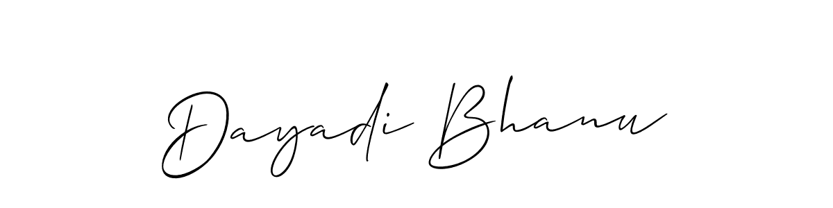 How to make Dayadi Bhanu name signature. Use Allison_Script style for creating short signs online. This is the latest handwritten sign. Dayadi Bhanu signature style 2 images and pictures png