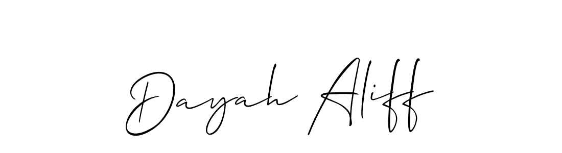 Use a signature maker to create a handwritten signature online. With this signature software, you can design (Allison_Script) your own signature for name Dayah Aliff. Dayah Aliff signature style 2 images and pictures png