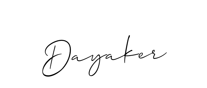Design your own signature with our free online signature maker. With this signature software, you can create a handwritten (Allison_Script) signature for name Dayaker. Dayaker signature style 2 images and pictures png