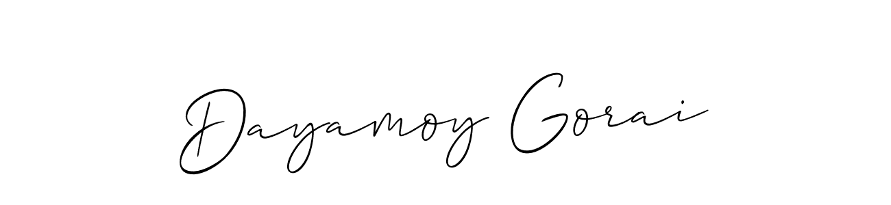 It looks lik you need a new signature style for name Dayamoy Gorai. Design unique handwritten (Allison_Script) signature with our free signature maker in just a few clicks. Dayamoy Gorai signature style 2 images and pictures png