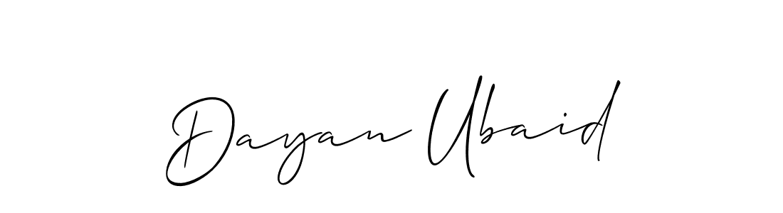 You should practise on your own different ways (Allison_Script) to write your name (Dayan Ubaid) in signature. don't let someone else do it for you. Dayan Ubaid signature style 2 images and pictures png