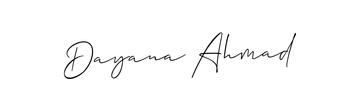 Make a beautiful signature design for name Dayana Ahmad. With this signature (Allison_Script) style, you can create a handwritten signature for free. Dayana Ahmad signature style 2 images and pictures png