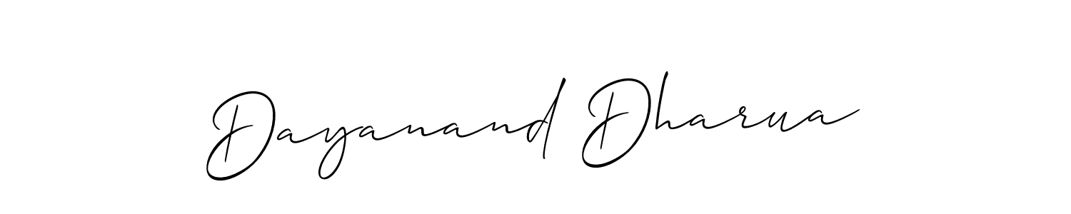 The best way (Allison_Script) to make a short signature is to pick only two or three words in your name. The name Dayanand Dharua include a total of six letters. For converting this name. Dayanand Dharua signature style 2 images and pictures png