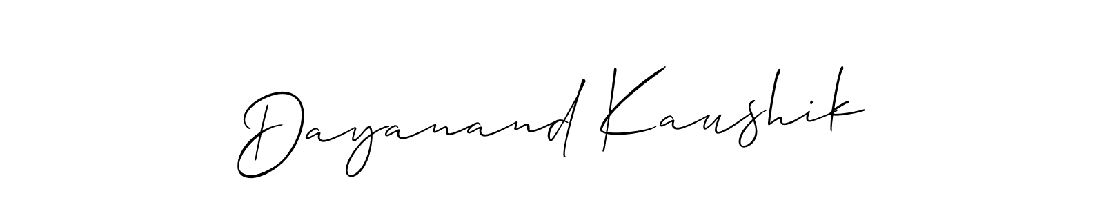 Make a beautiful signature design for name Dayanand Kaushik. With this signature (Allison_Script) style, you can create a handwritten signature for free. Dayanand Kaushik signature style 2 images and pictures png