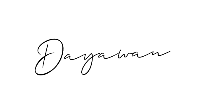 Make a short Dayawan signature style. Manage your documents anywhere anytime using Allison_Script. Create and add eSignatures, submit forms, share and send files easily. Dayawan signature style 2 images and pictures png