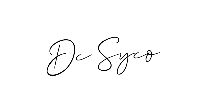 It looks lik you need a new signature style for name Dc Syco. Design unique handwritten (Allison_Script) signature with our free signature maker in just a few clicks. Dc Syco signature style 2 images and pictures png