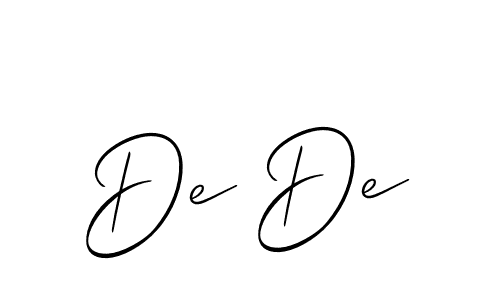 Use a signature maker to create a handwritten signature online. With this signature software, you can design (Allison_Script) your own signature for name De De. De De signature style 2 images and pictures png