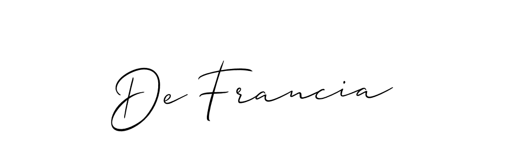 You should practise on your own different ways (Allison_Script) to write your name (De Francia) in signature. don't let someone else do it for you. De Francia signature style 2 images and pictures png