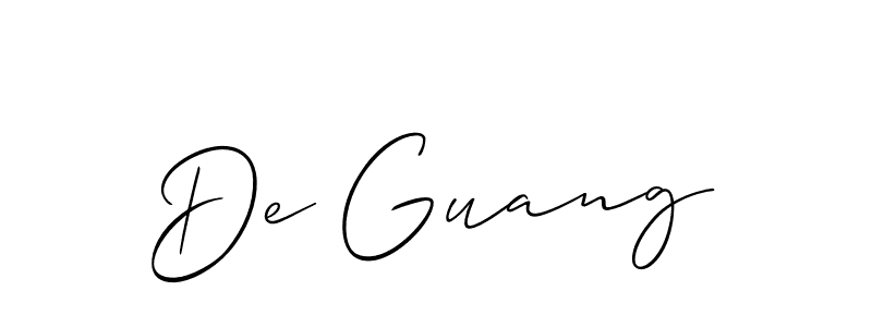 Check out images of Autograph of De Guang name. Actor De Guang Signature Style. Allison_Script is a professional sign style online. De Guang signature style 2 images and pictures png