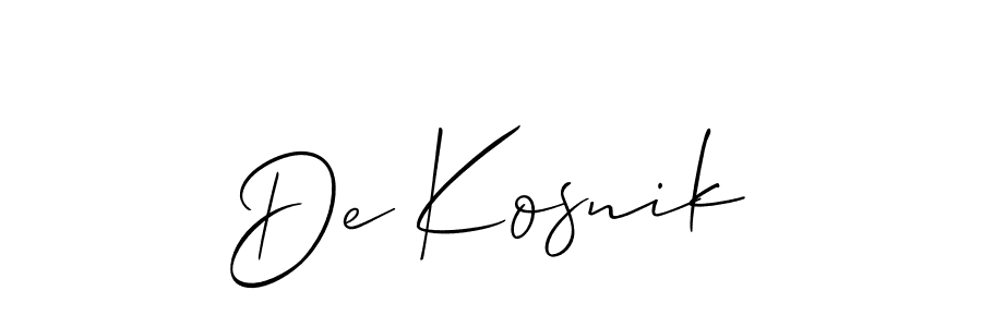 The best way (Allison_Script) to make a short signature is to pick only two or three words in your name. The name De Kosnik include a total of six letters. For converting this name. De Kosnik signature style 2 images and pictures png
