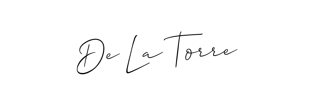 Use a signature maker to create a handwritten signature online. With this signature software, you can design (Allison_Script) your own signature for name De La Torre. De La Torre signature style 2 images and pictures png