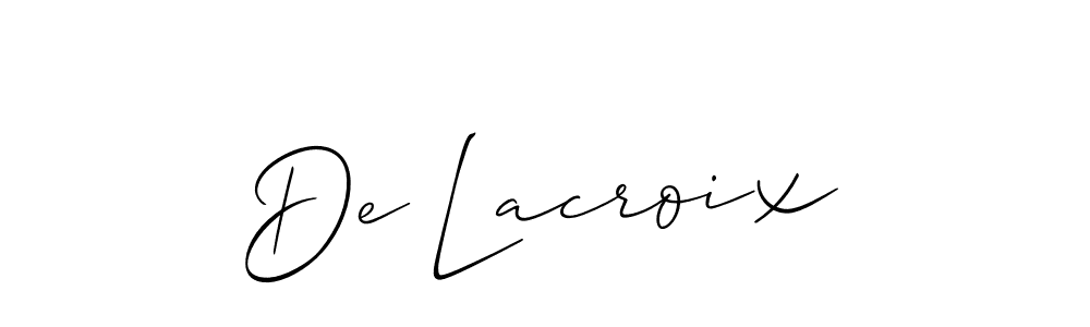 Design your own signature with our free online signature maker. With this signature software, you can create a handwritten (Allison_Script) signature for name De Lacroix. De Lacroix signature style 2 images and pictures png