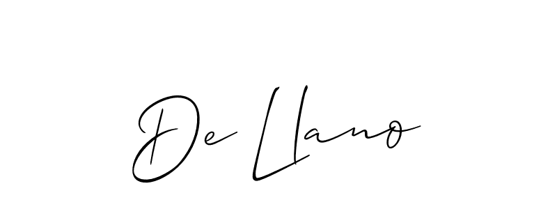 Create a beautiful signature design for name De Llano. With this signature (Allison_Script) fonts, you can make a handwritten signature for free. De Llano signature style 2 images and pictures png
