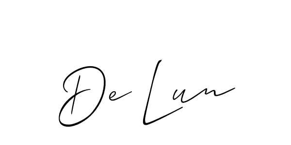 Design your own signature with our free online signature maker. With this signature software, you can create a handwritten (Allison_Script) signature for name De Lun. De Lun signature style 2 images and pictures png