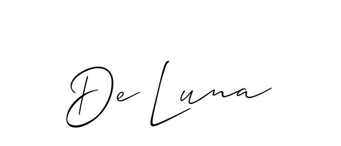 How to make De Luna signature? Allison_Script is a professional autograph style. Create handwritten signature for De Luna name. De Luna signature style 2 images and pictures png