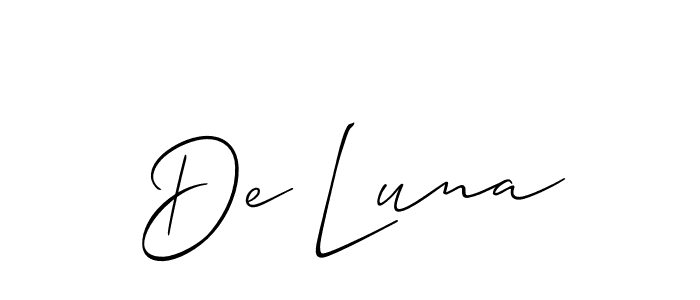 How to make De Luna signature? Allison_Script is a professional autograph style. Create handwritten signature for De Luna name. De Luna signature style 2 images and pictures png