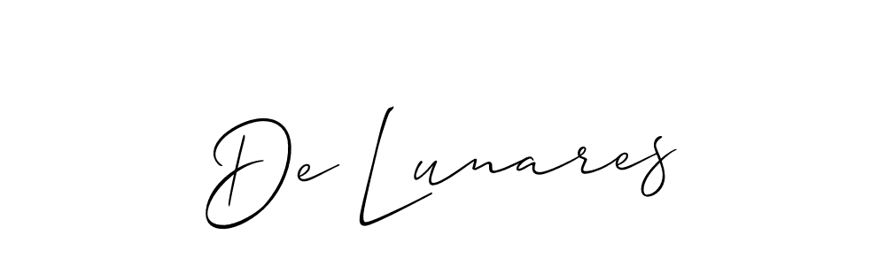 Make a short De Lunares signature style. Manage your documents anywhere anytime using Allison_Script. Create and add eSignatures, submit forms, share and send files easily. De Lunares signature style 2 images and pictures png