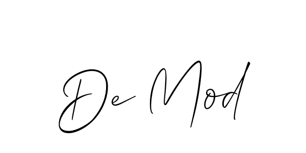 Create a beautiful signature design for name De Mod. With this signature (Allison_Script) fonts, you can make a handwritten signature for free. De Mod signature style 2 images and pictures png