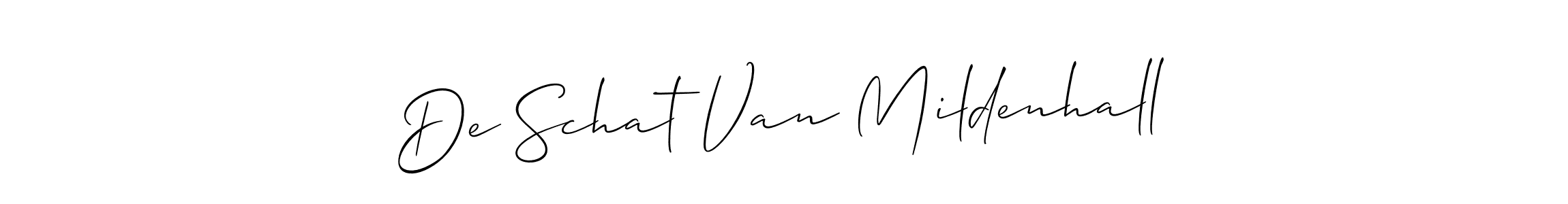 Similarly Allison_Script is the best handwritten signature design. Signature creator online .You can use it as an online autograph creator for name De Schat Van Mildenhall. De Schat Van Mildenhall signature style 2 images and pictures png