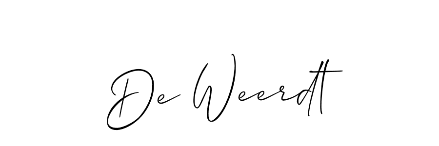 Design your own signature with our free online signature maker. With this signature software, you can create a handwritten (Allison_Script) signature for name De Weerdt. De Weerdt signature style 2 images and pictures png