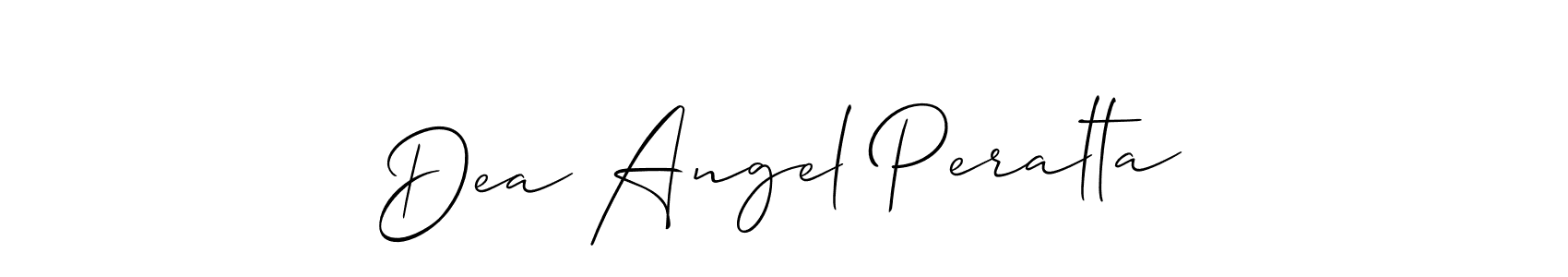 The best way (Allison_Script) to make a short signature is to pick only two or three words in your name. The name Dea Angel Peralta include a total of six letters. For converting this name. Dea Angel Peralta signature style 2 images and pictures png