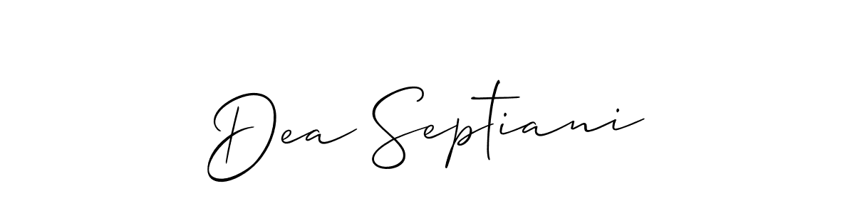 Create a beautiful signature design for name Dea Septiani. With this signature (Allison_Script) fonts, you can make a handwritten signature for free. Dea Septiani signature style 2 images and pictures png